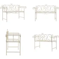 vidaXL Banc de jardin 132 cm Métal antique blanc - Banc de jardin - Banc extérieur - Bancs extérieurs