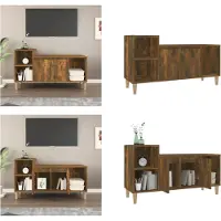 vidaXL Armoire TV chêne fumé 100x35x55 cm Bois composite - Armoire TV - Meubles TV - Support TV
