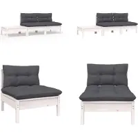 vidaXL Ensemble de salon de jardin 3 pièces avec coussins Blanc pin massif - Ensemble de salon de jardin - Ensemble de salon de jardin - Ensemble de meubles de jardin