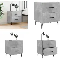 vidaXL Table de chevet gris béton 40x35x47,5 cm bois d’ingénierie