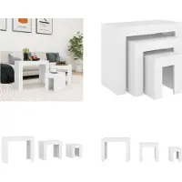 vidaXL Tables gigognes 3 pcs. Blanc Matériau dérivé du bois - Table gigogne - Table basse - Tables basses
