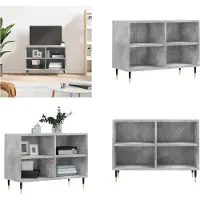 vidaXL Armoire TV gris béton 69,5x30x50 cm Bois composite - Armoire TV - Panneau TV - Tableau TV