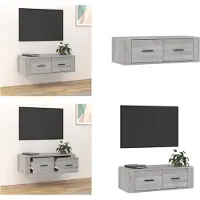 vidaXL Armoire TV murale Gris Sonoma 80x36x25 cm Bois composite - Armoire TV - Meuble TV - Support TV