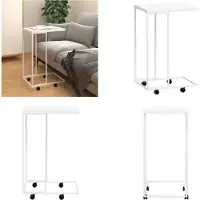 vidaXL Table d'appoint avec roulettes Blanc 40x30x63,5 cm Bois composite - Table d'appoint - Tables d'appoint - Table basse - Table de salon