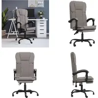 vidaXL Chaise de bureau avec fonction de couchage Taupe Tissu - Chaise de bureau avec fonction de couchage - Chaise de bureau avec fonction de relaxation - Chaise de bureau