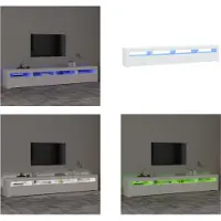 vidaXL Armoire TV avec lampes LED Blanc 240x35x40 cm - Armoire TV - Pied TV - Armoire média