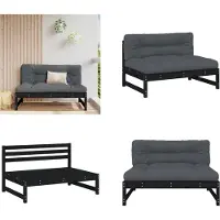 vidaXL Canapé central Noir 120x80 cm Pin massif - Canapé central - Canapé central - Canapé de jardin - Canapé d'extérieur