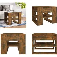 vidaXL Table basse chêne fumé 55,5x55x45 cm Bois composite - Table basse - Tables basses - Table de salon - Table basse