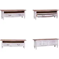 vidaXL Armoire TV 120x30x40 cm Blanc Vieux bois massif - Armoire TV - Armoire TV en bois - Armoires TV en bois