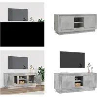 vidaXL Armoire TV gris béton 102x35x45 cm Bois composite - Armoire TV - Meubles TV - Supports TV