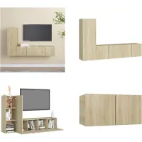 vidaXL 3 pcs. Set d'armoire TV Chêne Sonoma Bois composite - Set d'armoire TV - Set d'armoire TV - Set d'armoire TV suspendue