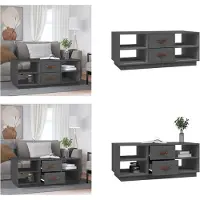 vidaXL Table basse Gris 100x50x41 cm Pin massif - Table basse - Tables basses - Table d'appoint - Table de salon