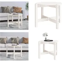 vidaXL Table basse Blanc Ø 62,5x45 cm Pin massif - Table basse - Tables basses - Table d'appoint - Table de salon