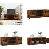 vidaXL Armoire TV chêne fumé 102x30x37,5 cm Bois composite - Armoire TV - Meubles TV - Supports TV