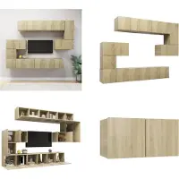 vidaXL 10 pcs. Set d'armoire TV Chêne Sonoma Bois composite - Set d'armoire TV - Set d'armoire TV - Set d'armoire TV suspendue
