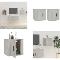 vidaXL Armoires murales TV 2 pcs. Betongrau 40x34,5x40 cm - Meuble TV mural - Meubles TV muraux - Meuble TV - Console TV