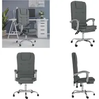 vidaXL Chaise de bureau avec fonction de massage Gris foncé Tissu - Chaise de bureau avec fonction de massage - Chaise de bureau électrique