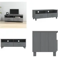 vidaXL Armoire TV HAMAR Gris foncé 106x40x40 cm Pin massif - Armoire TV - Armoire TV Avec tiroirs - Meubles TV