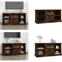 vidaXL Armoire TV Chêne fumé 99,5x35,5x48 cm Bois composite - Armoire TV - Meubles TV - Meubles TV