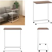 vidaXL Table d'appoint avec roulettes Blanc 55x35x70 cm Bois composite - Table d'appoint - Tables d'appoint - Table basse - Table de salon