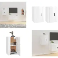 vidaXL Armoires murales TV 2 pcs. Blanc brillant 40x34,5x60 cm - Meuble TV - Meubles TV muraux - Armoire TV - Console TV