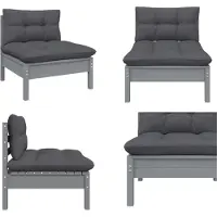 vidaXL Canapé central de jardin avec coussin Anthracite Gris Pin massif - Canapé central - Canapé central en bois - Canapé central en bois