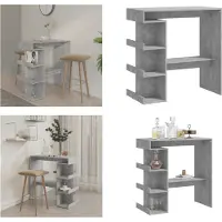 vidaXL Table de bar avec étagère gris béton 100x50x101,5 cm Bois composite - Table de bar - Tables de bar - Table de bistrot - Table haute