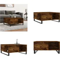 vidaXL Table basse chêne fumé 80x80x36,5 cm Bois composite - Table basse - Tables basses - Table d'appoint - Table de salon