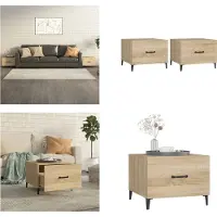 vidaXL Tables basses avec pieds en métal 2 pcs. chêne Sonoma 50x50x40 cm - Table basse - Tables basses - Table d'appoint - Table d'accentuation
