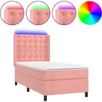 vidaXL Lit boxspring avec matelas & LED rose 100x200 cm velours