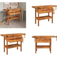vidaXL Etabli avec tiroirs étaux 124x52x83 cm Bois d'acacia - Etabli - Etablis - Table de travail - Poste de travail
