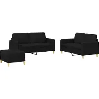 vidaXL Ensemble de canapés 3 pièces avec coussins Tissu noir