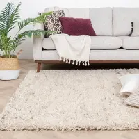 Studio Clarice Tapis en laine à poils longs - Royal Crème/Taupe Chiné | 160x230 cm | Rectangulaire | Pile haute