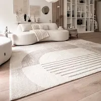 FRAAI Tapis à poils longs | Serene Shapes Crème | 160x230cm | Crème | Rectangulaire | Tapis