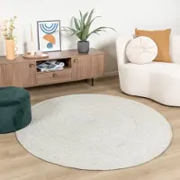 NATURL. Tapis en laine rond - Wise Gris/Chiné No. 367 | Ø 180 cm | Rond | Tissage plat