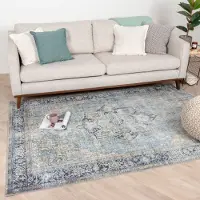 FRAAI Tapis vintage - Lugan Bleu Clair | 160x230 cm | Rectangulaire | Tissage plat