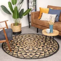 FRAAI Tapis rond en jute - Henna Maya Naturel | Ø 180 cm | Rond | Tissage plat