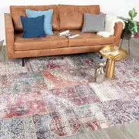 FRAAI Tapis patchwork - Azara Rouge | 230x330 cm | Rectangulaire | Tissage plat