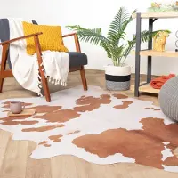 FRAAI Peau de vache | Bovine Marron/Blanc | 155x190cm | Blanc | Forme libre | Tapis