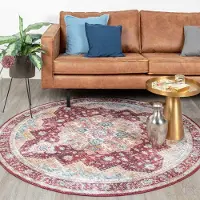 FRAAI Tapis rond vintage - Azara Rouge | Ø 200 cm | Rond | Tissage plat