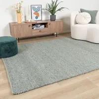 NATURL. Tapis en laine - Wise Vert No. 411 | 70x140 cm | Rectangulaire | Tissage plat
