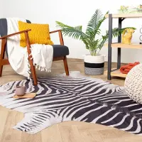 FRAAI Tapis peau de zèbre | Bovine Noir/Blanc | 155x190cm | Noir | Forme libre | Tapis