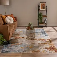 FRAAI Tapis moderne | Bush Bleu/Terracotta | 160x230cm | Bleu | Rectangulaire | Tapis