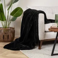 NATURL. Plaid lavable - Otis Noir | 130x170 cm | Rectangulaire |
