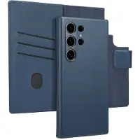 Accezz Étui de télephone portefeuille en cuir 2-en-1 avec MagSafe pour Samsung Galaxy S24 Ultra - Nightfall Blue