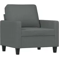 vidaXL Fauteuil avec pouf gris foncé 60 cm Tissu