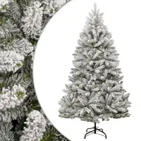 vidaXL Sapin de Noël artificiel à charnières avec neige floquée 210 cm
