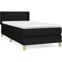 vidaXL Lit boxspring avec matelas noir 90x190 cm Tissu