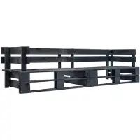 vidaXL Canapé-palette de jardin 2 places noir bois