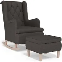The Living Store Fauteuil à bascule avec pouf Tissu gris foncé